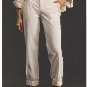 NWOT Anthropologie Richie Slim Cream Elastic Cuff Joggers SZ 2